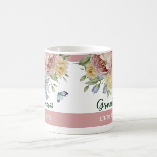 Elegant Roze Blush Geel Lente Bloemen Oma Koffiemok (Center)