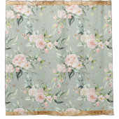 Elegant Roze Blush Gold Eucalyptus Sage Douchegordijn (Voorkant)