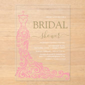 Elegant Roze Blush Gown Vrijgezellenfeest Acryl Uitnodigingen (Voorkant)