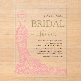 Elegant Roze Blush Gown Vrijgezellenfeest Acryl Uitnodigingen