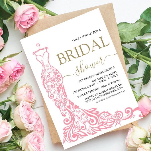 Elegant Roze Blush Gown Vrijgezellenfeest Kaart