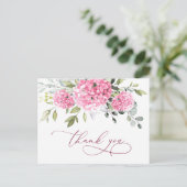 Elegant Roze Blush Hydrangea Eucalyptus Bedankt Briefkaart (Staand voorkant)