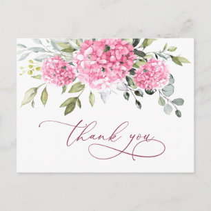 Elegant Roze Blush Hydrangea Eucalyptus Bedankt Briefkaart