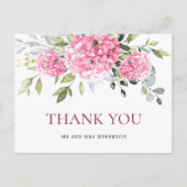 Elegant Roze Blush Hydrangea Eucalyptus Bedankt Briefkaart (Voorkant)