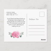 Elegant Roze Blush Hydrangea Eucalyptus Bedankt Briefkaart (Achterkant)