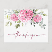 Elegant Roze Blush Hydrangea Eucalyptus Bedankt Briefkaart (Voorkant)