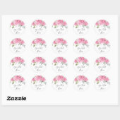 Elegant Roze Blush Hydrangea Eucalyptus Custom Ronde Sticker (Vel)