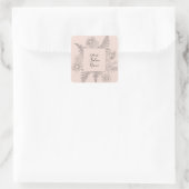 Elegant Roze Blush Line Drawn Flowers Floral Vierkante Sticker (Tas)
