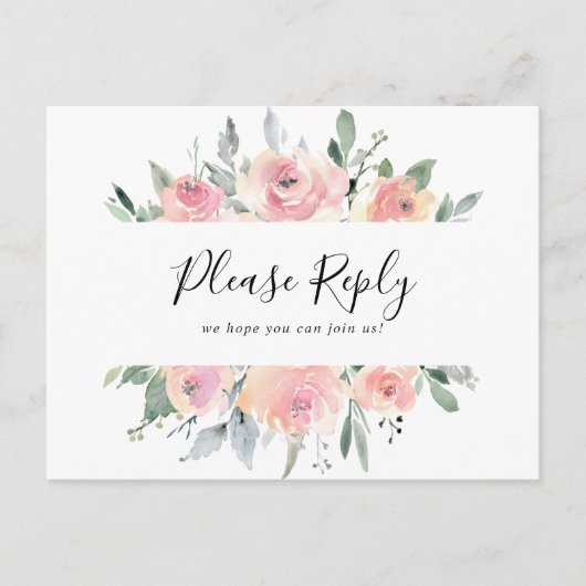 Elegant Roze Blush Menu Keuze RSVP Briefkaart (Voorkant)
