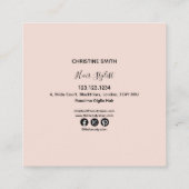 Elegant Roze Blush Minimalist Spring Floral Vierkante Visitekaartje (Achterkant)