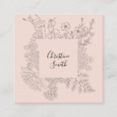 Elegant Roze Blush Minimalist Spring Floral Vierkante Visitekaartje (Voorkant)