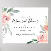 Elegant Roze Blush Rehearsal Dinner Welcome Sign Poster (Voorkant)
