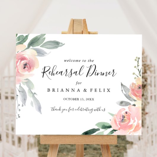 Elegant Roze Blush Rehearsal Dinner Welcome Sign Poster