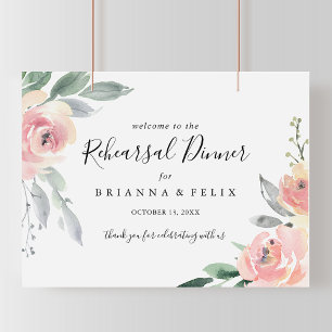 Elegant Roze Blush Rehearsal Dinner Welcome Sign Poster