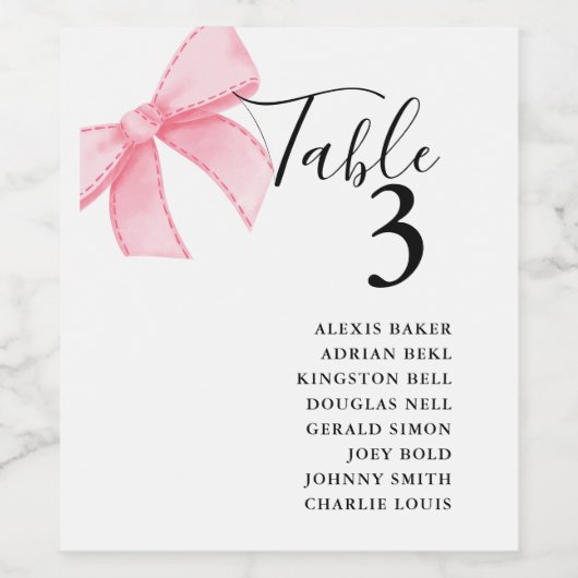 Elegant Roze Blush Ribbon Vrijgezellenfeest Bruilo Wijn Etiket (Enkel label)