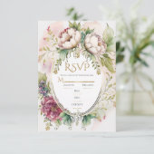 Elegant Roze Blush Romantic Rustic Wedding RSVP (Staand voorkant)