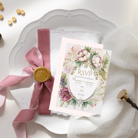 Elegant Roze Blush Romantic Rustic Wedding RSVP