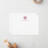 Elegant Roze Blush Script Monogram Professional Notitiekaartje (Voorkant / Achterkant in situ)