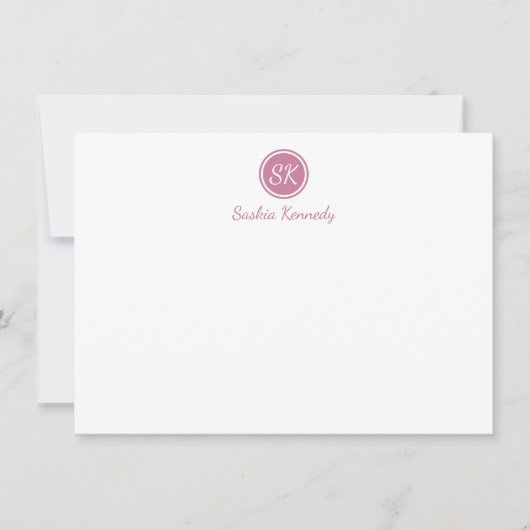 Elegant Roze Blush Script Monogram Professional Notitiekaartje (Voorkant)