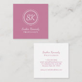 Elegant Roze Blush Script Professional Monogram Vierkante Visitekaartje (Voorkant / Achterkant)