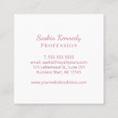 Elegant Roze Blush Script Professional Monogram Vierkante Visitekaartje (Achterkant)