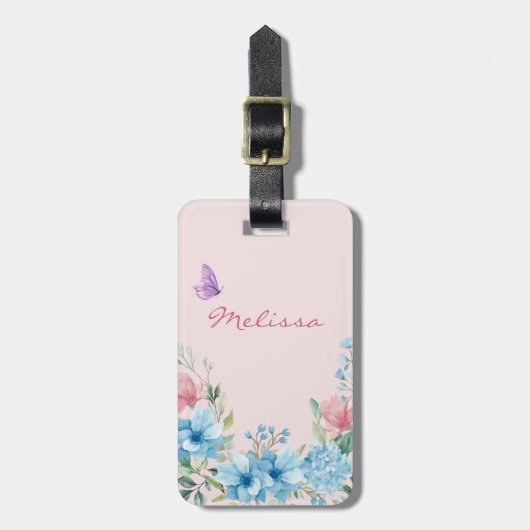 Elegant Roze Blush Spring Floral Bagagelabel (Voorkant verticaal)