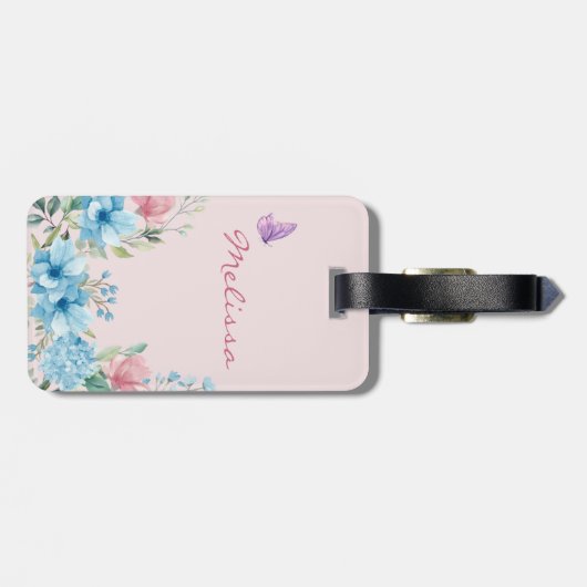 Elegant Roze Blush Spring Floral Bagagelabel (Achterkant horizontaal)