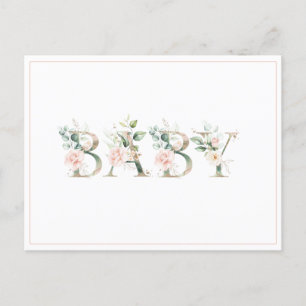 Elegant Roze Blush Waterverf Baby shower Briefkaart