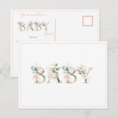 Elegant Roze Blush Waterverf Baby shower Briefkaart (Voorkant / Achterkant)