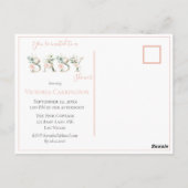 Elegant Roze Blush Waterverf Baby shower Briefkaart (Achterkant)