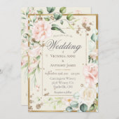 Elegant Roze Blush Waterverf FloraL Wedding Kaart (Voorkant / Achterkant)