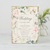 Elegant Roze Blush Waterverf FloraL Wedding Kaart (Staand voorkant)