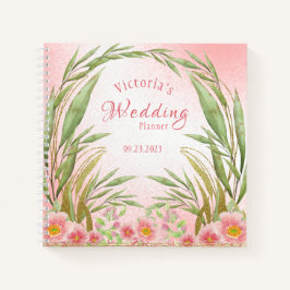 Elegant roze blush Waterverf Wedding Planner Notitieboek