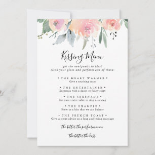 Elegant roze blush Weddenrenmenu Spel Kaart