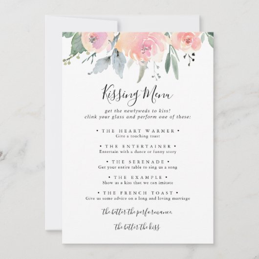 Elegant roze blush Weddenrenmenu Spel Kaart (Voorkant)