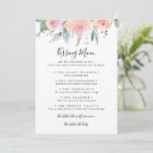 Elegant roze blush Weddenrenmenu Spel Kaart (Staand voorkant)