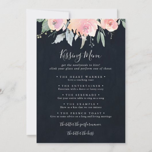 Elegant roze blush Weddenrenmenu Spel Kaart (Voorkant)