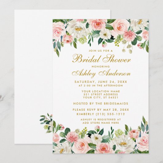 Elegant Roze Blush White Florence Vrijgezellenfees Kaart (Voorkant / Achterkant)