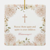 Elegant Roze Boho Bloemen Doop Ornament (Achterkant)