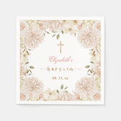 Elegant roze Boho Floral Baptism Papier Servet (Voorkant)