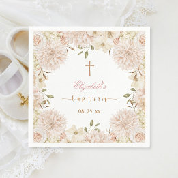 Elegant roze Boho Floral Baptism Papier Servet