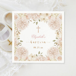 Elegant roze Boho Floral Baptism Papier Servet