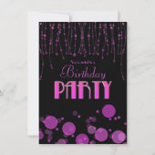 Elegant roze Bokeh Lights Birthday Party Invite Kaart (Achterkant)