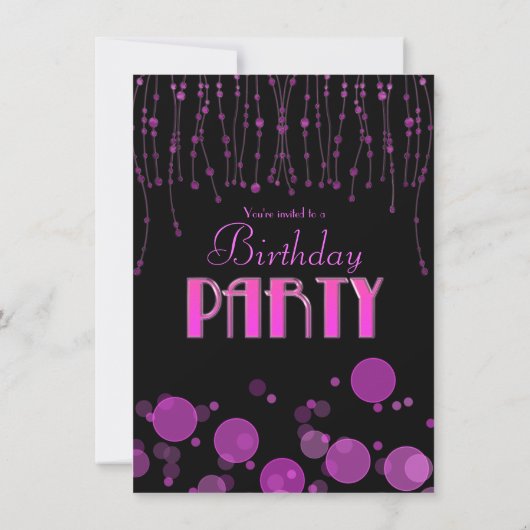 Elegant roze Bokeh Lights Birthday Party Invite Kaart (Achterkant)