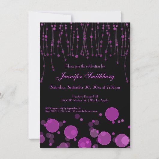 Elegant roze Bokeh Lights Birthday Party Invite Kaart (Voorkant)