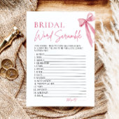 Elegant roze boog bruids woord scramble spel kaart