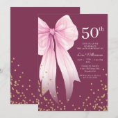 Elegant roze boog en goud 50ste verjaardagsfeest kaart (Voorkant / Achterkant)