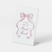 Elegant roze boog gastenboek voetstuk teken reclamebord met voetstuk (Voorkant)