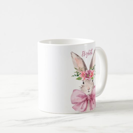 Elegant Roze boog konijn Koffiemok (Voorkant rechts)