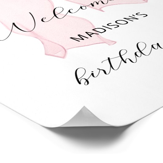 Elegant roze boog verjaardagsfeest welkom poster (Hoek)